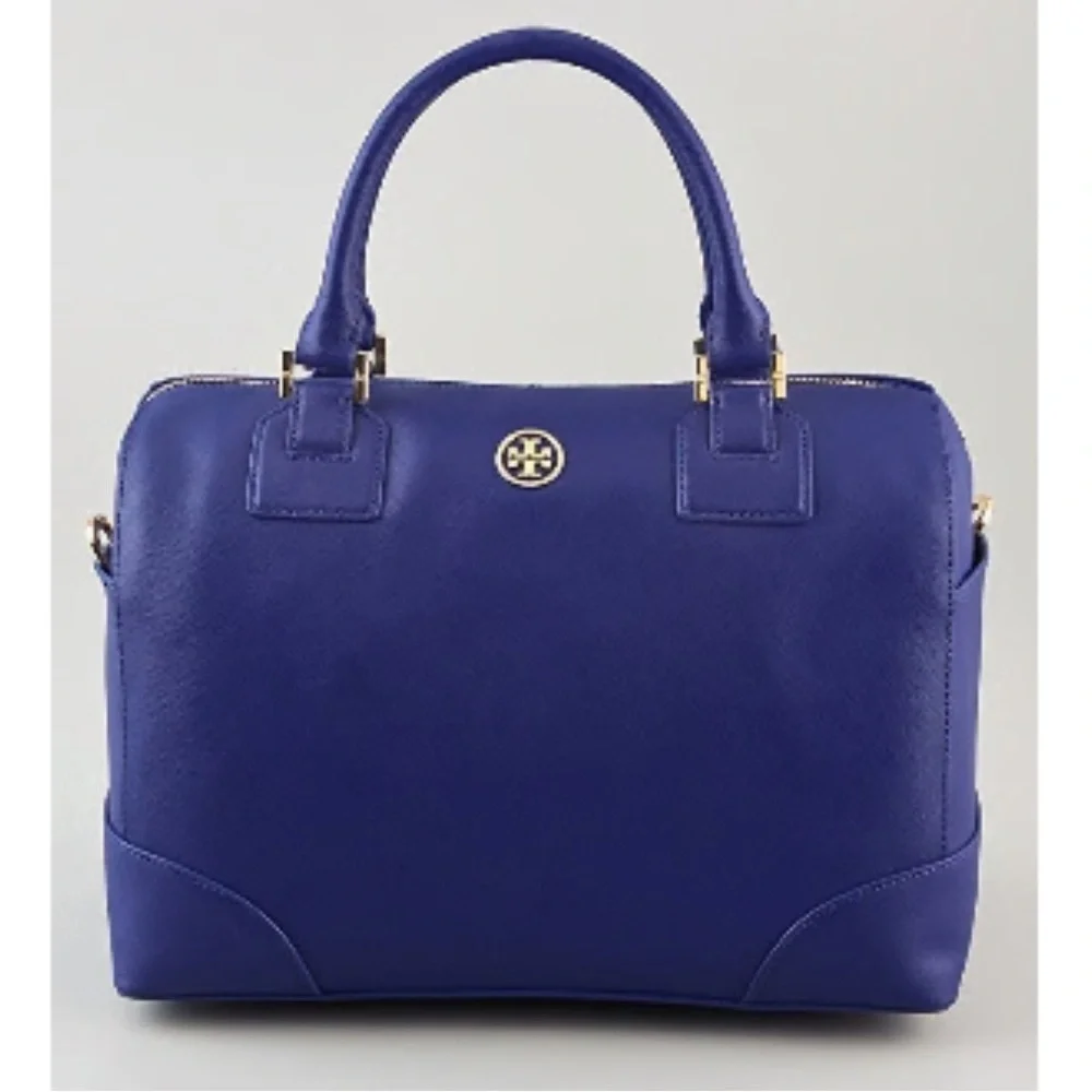 Tory Burch Robinson Middy Satchel Purse in Cobalt Blue - LIKE NEW - Picture 1 of 11